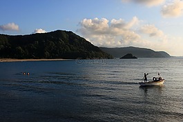 海洋,日落,景觀