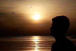 肖像,日落,人類
