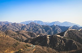 中國的長城,山,丘陵