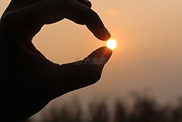 日落,手,自然