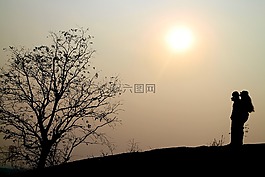 自然,日落,放松