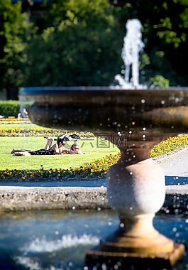 慕尼黑,庭院花園,夏季