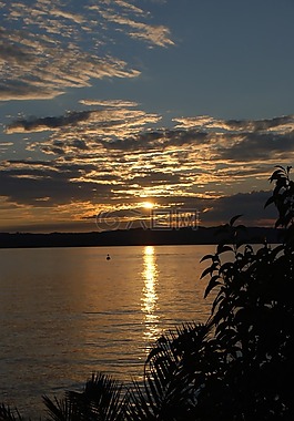 日落,abendstimmung,湖