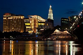 市中心,天際線,夜