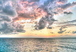 日落,海,天空