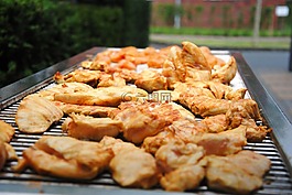 肉,燒烤,烤架