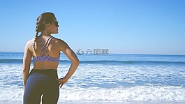 人,女子,海灘