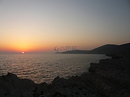 日落,海,地平線