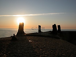 日落,黎明,海