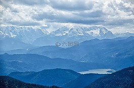 山,雪,全景