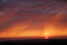 日落,天空,火