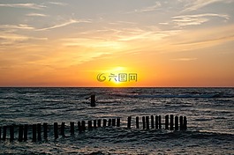 海,日落,波羅的海