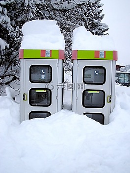 雪,公用電話亭,奧地利