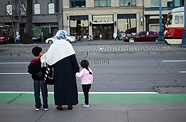 家庭,街,女子