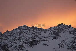 山,日出,自然