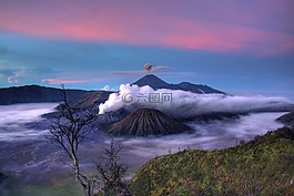 火山,地球,云