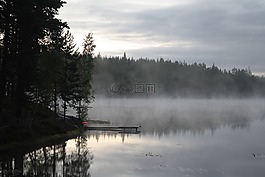 湖,平静,水