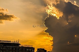 日落,天空,云