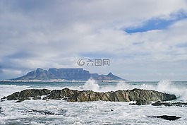 桌山,海洋,天空