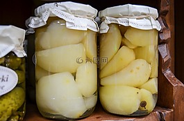 準備工作,罐子,水果