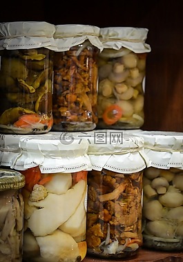 準備工作,罐子,水果