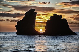 日出,的水体,海