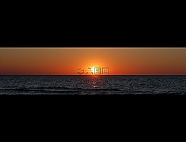 日落,太陽,海