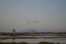 日落,晚上,磨機(jī)