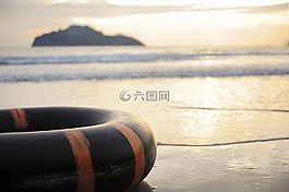 粮食带。,海滩,日落