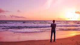 孤独男孩,海滩,海