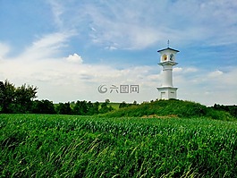 教堂,草地,天堂