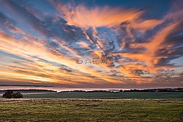 景觀,霧,天空
