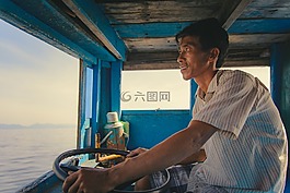 男子,船,漁