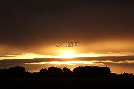 日落,黃昏,天空
