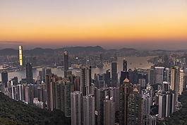 摩天大樓,城市,輪廓對著天空
