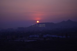 日落,云,海灘
