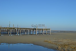 海灘,海,碼頭