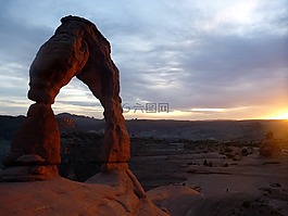精致拱,日落,石