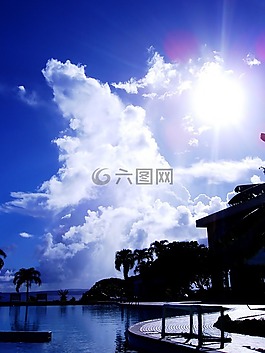 天空,夏季,海