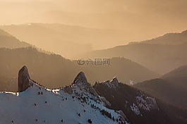 雪,冬天,山