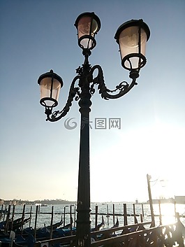 威尼斯,燈柱,天空