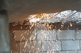 弯曲,建筑废墟,拆除