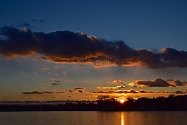 湖,日落,太陽