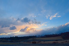 日落,天空,云