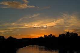 日落,傍晚的天空,abendstimmung
