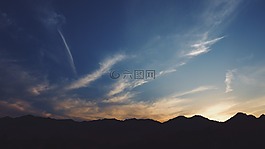 日落,側(cè)影,山
