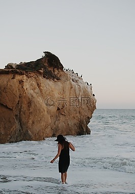海灘,水,波