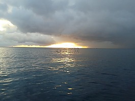 日落,海洋,天空