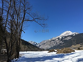 山,天空,藍色