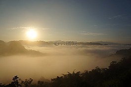 日出,薄霧,霧